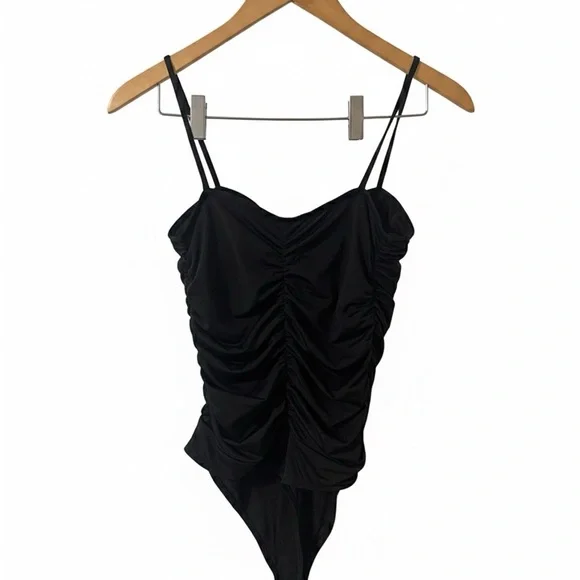 Express Black Gathered Bodysuit - Picture 2 of 2